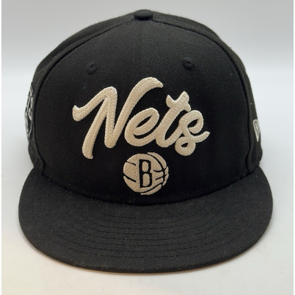 Brooklyn Nets NBA Basketball Cap Black 3D Logo New Era 59FIFTY Fitted 7 7/8 Hat